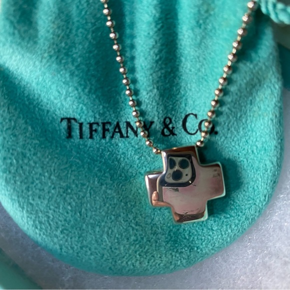 NEW Tiffany & Co. 925 Sterling Silver Roman Cross Pendant Necklace - Picture 2 of 5